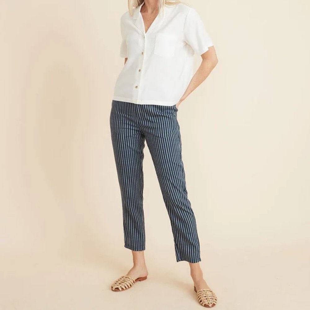 Allison Trouser in Navy/White Stripe